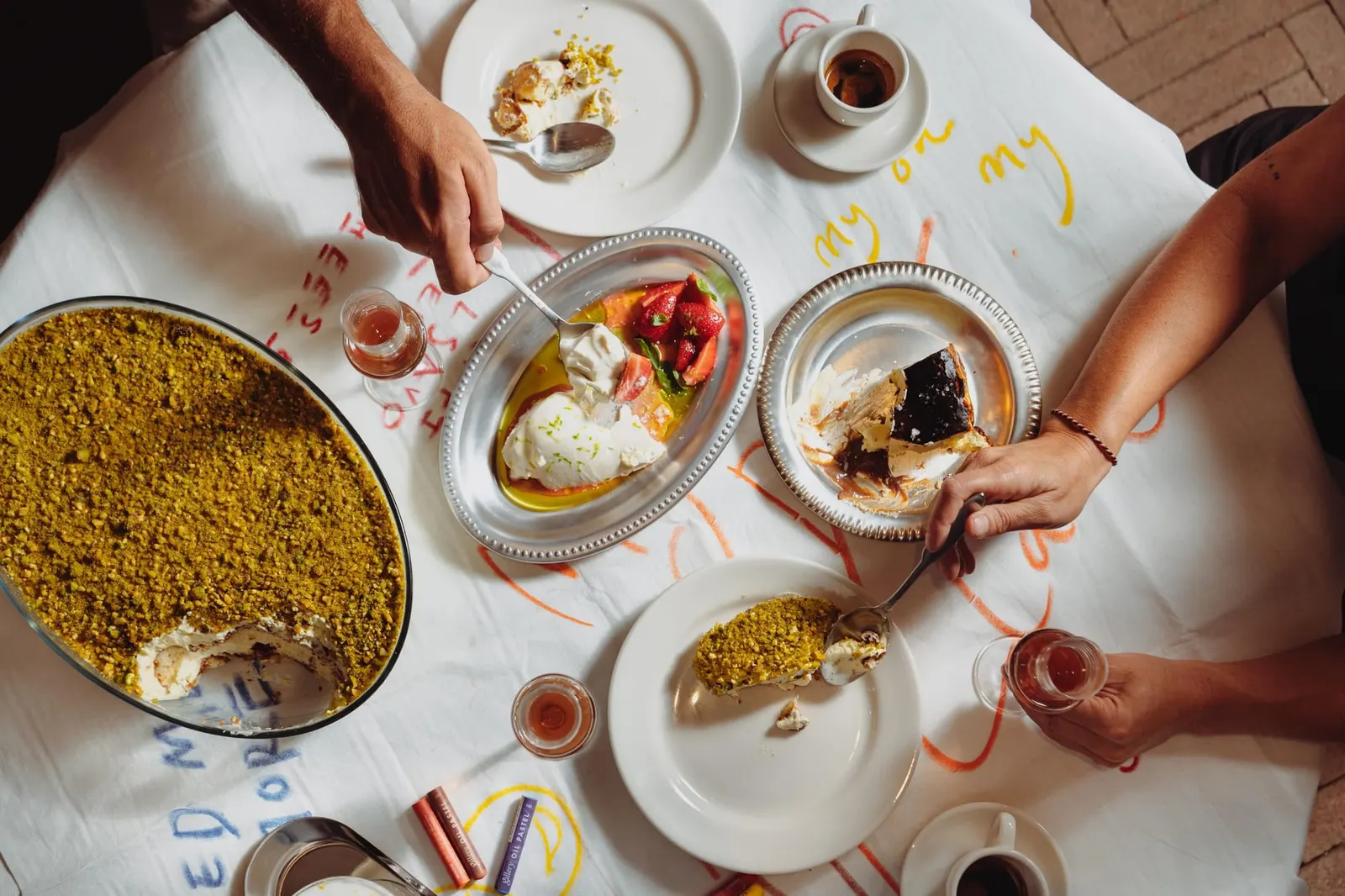 A shared table of food at My Dear Clara, Uluwatu