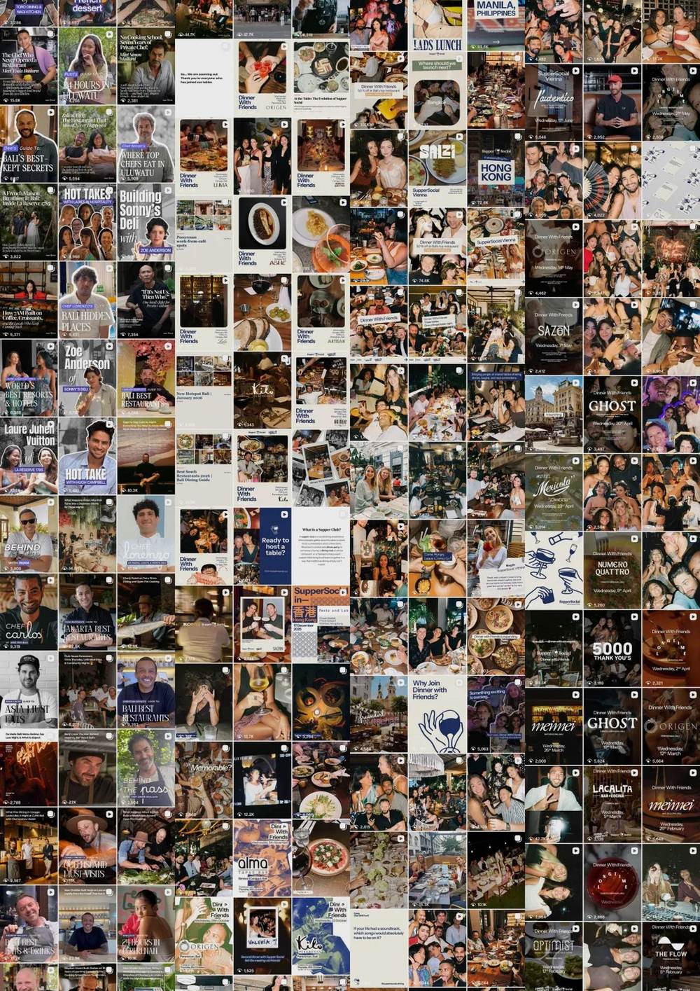 A grid of Supper Social story covers published across Bali hospitality